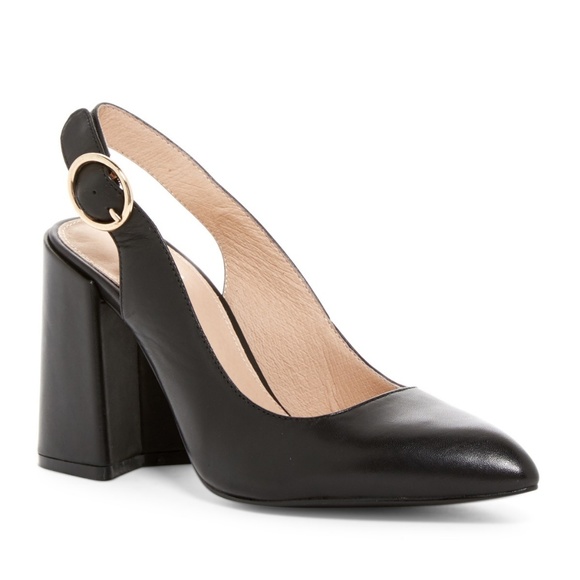 SHELLYS LONDON New Leather Comfort Heel Pumps BLACK NIB Women's 38 CHIC πHP - Picture 2 of 4